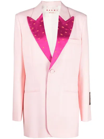 Marni Peak-lapel Single-breasted Blazer In Pink