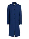 Marni Contrasting-stitch Single-breasted Coat In Azul