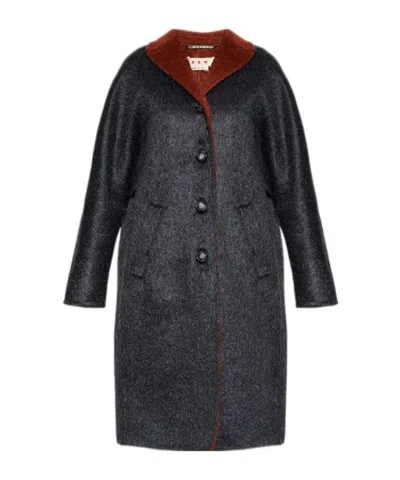 Marni Single Breasted Coat In Black
