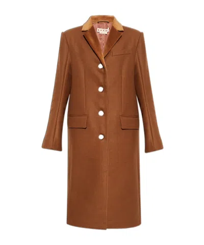 Marni Single Breasted Coat In Brown