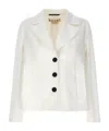 Marni Hip-lenght Single Breasted Buttoned Jacket In White