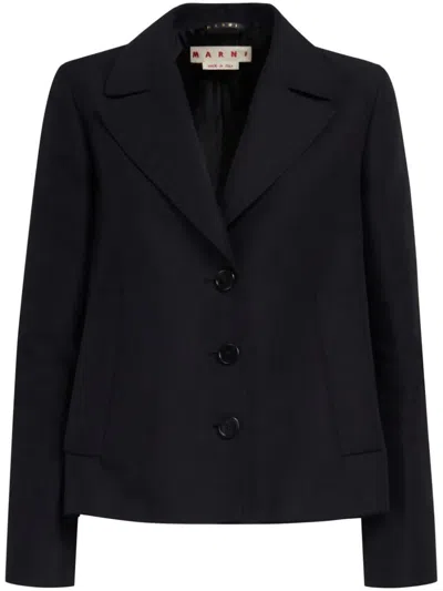 Marni Single-breasted Flared Jacket Clothing In Black