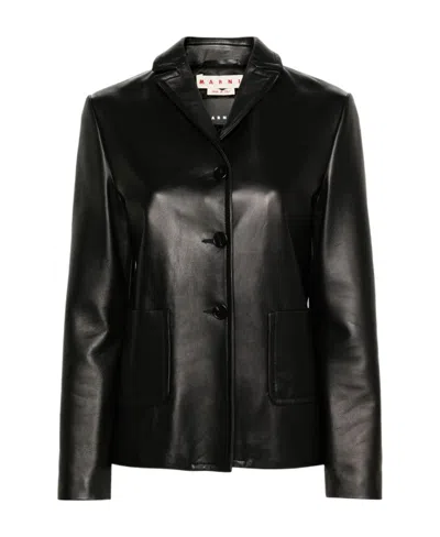 MARNI SINGLE-BREASTED LAMBSKIN BLAZER