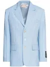 Marni Cool Wool Long Blazer In Blue