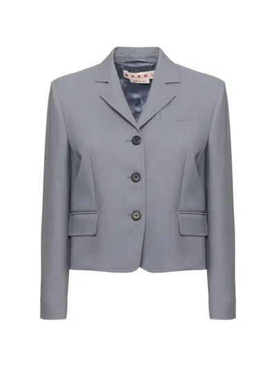 Marni Structured Twill Jacket In Blue