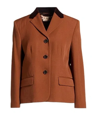 Marni Single-breasted Blazer In Brown