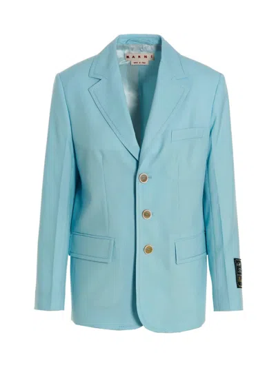 Marni Single-breasted Blazer Jacket In Blue
