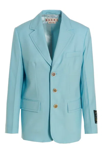 Marni 'single-breasted' Blazer In Light Blue