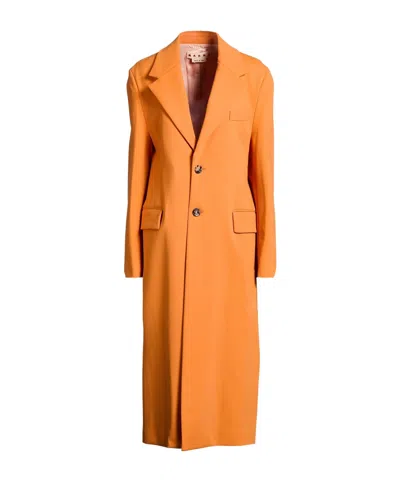 Marni Single-breasted Overcoat In Orange