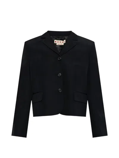 Marni 싱글 벤트 크롭 블레이저 In Black