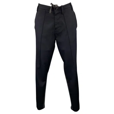 Pre-owned Marni Size 2 Black Knitted Patch Virgin Wool Skinny Casual Pants