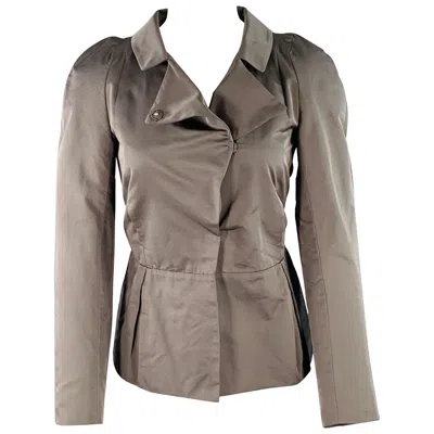 Pre-owned Marni Size 2 Grey Polyester Techno Peplum Hidden Placket Jacket Blazer In Gray