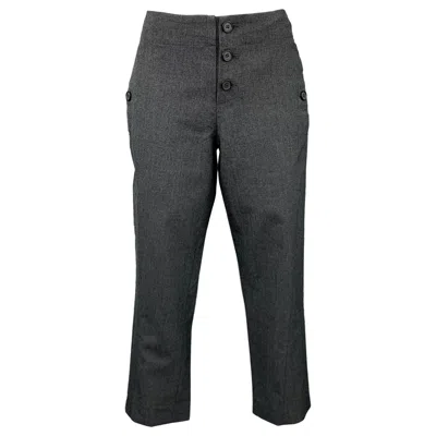 Pre-owned Marni Size 2 Grey Virgin Wool Cropped Casual Pants In Gray