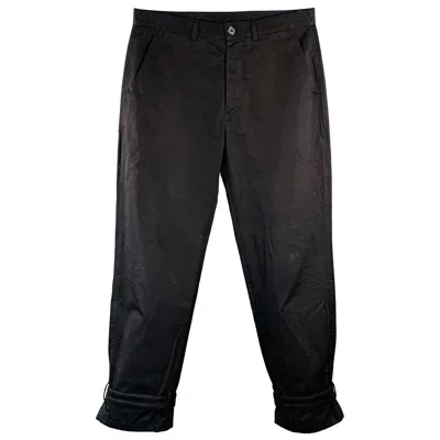 Pre-owned Marni Size 32 Black Twill Cotton Belted Casual Pants