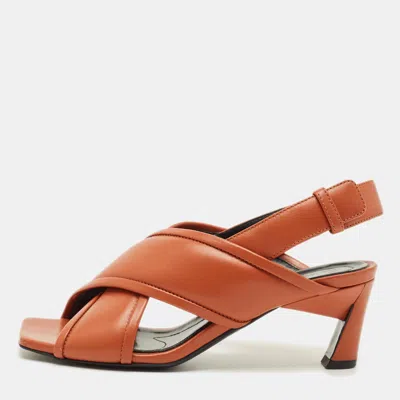 Pre-owned Marni Size 36 Brown Leather Crisscross Slingback Sandals