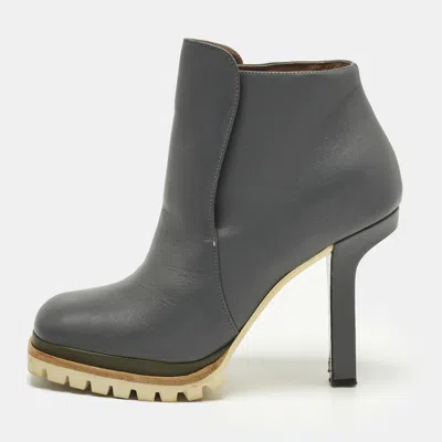 Pre-owned Marni Size 36.5 Grey Leather Ankle Length Boots In Gray