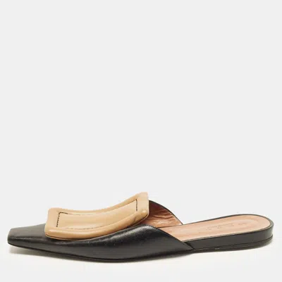 Pre-owned Marni Size 39 Black/beige Leather Mules