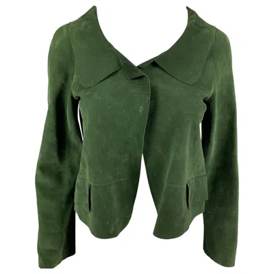 Pre-owned Marni Size 4 Green Suede Buttoned Jacket