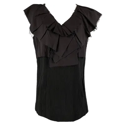 Pre-owned Marni Size 8 Black Wool & Nylon Sleeveless Blouse