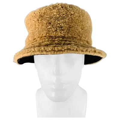 Pre-owned Marni Size L Camel Acrylic Blend Faux Fur Bucket Hat In Brown