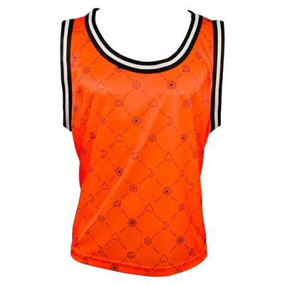 Pre-owned Marni Size M Orange Black Logo Polyester Athletic Jersey Tank Top