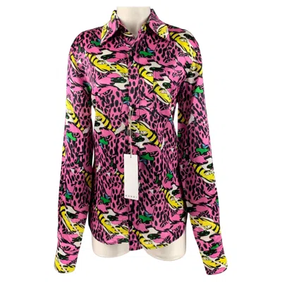 Pre-owned Marni Size S Pink Multi-color Viscose Print Button Up Shirt