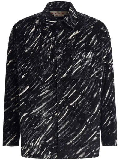 Marni Sketch-style Print Shirt In Black