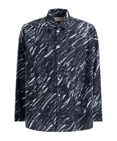MARNI MARNI ALL-OVER PRINTED CURVED HEM SHIRT