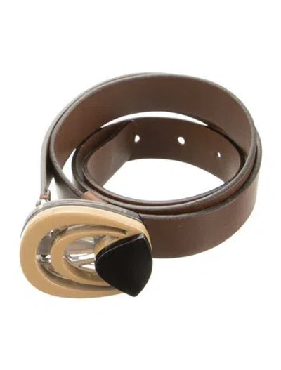 Pre-owned Marni Skinny Leather Belt In Brown