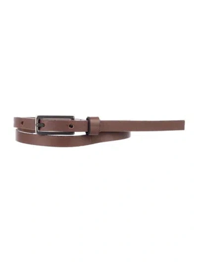 Pre-owned Marni Skinny Leather Belt In Brown