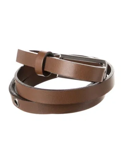 Pre-owned Marni Skinny Leather Belt In Brown