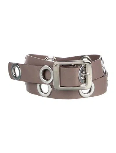 Pre-owned Marni Skinny Leather Belt In Grey