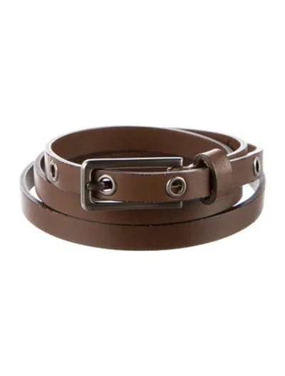 Pre-owned Marni Skinny Leather Waist Belt In Brown