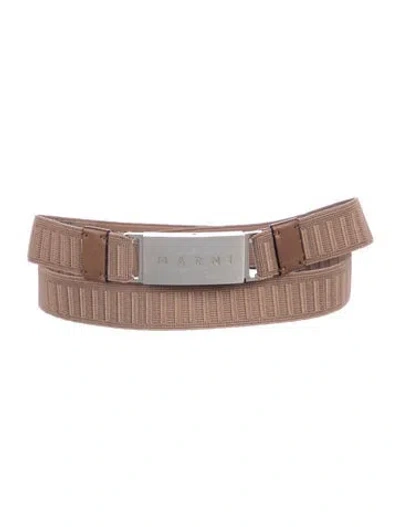 Pre-owned Marni Skinny Nylon Waist Belt In Brown