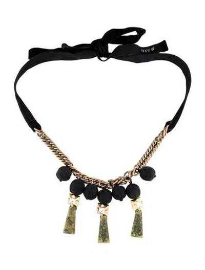 Pre-owned Marni Skinny Velvet Waist Belt In Black