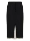 Marni Black Wool Midi Skirt With Visible Lining In Black