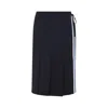 Marni Wool Midi Skirt With Pleats And Tie In Blue