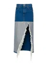 Marni Distressed Slit-hem Midi Denim Skirt In Blue