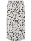 Marni Cream Envers Satin Midi Skirt With Tulips And Hares Print In Silver