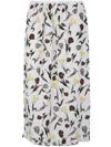 Marni Cream Envers Satin Midi Skirt With Tulips And Hares Print In Silver