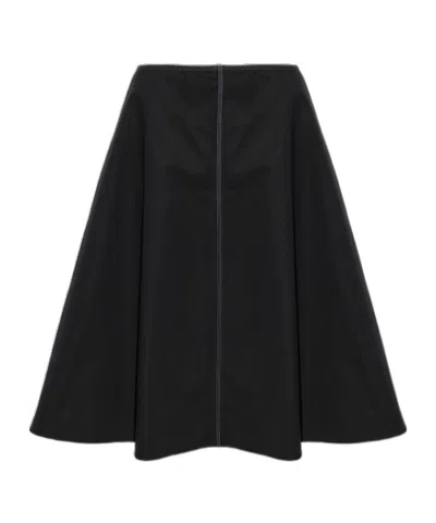 Marni Contrast-stitch A-line Midi Skirt In Black