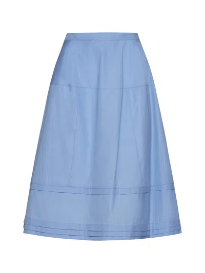 Marni Micro-pleated A-line Midi Skirt In Ski Blue