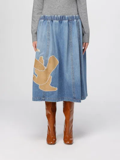 Marni Midi Denim Skirt In Blue