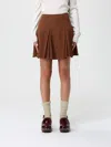 Marni Pleated Miniskirt With Structured Wide Pleats In Brown