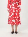 Marni Floral Print A-line Skirt With Belted Waist In Red