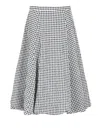 Marni Gingham Seersucker Midi Skirt In Black