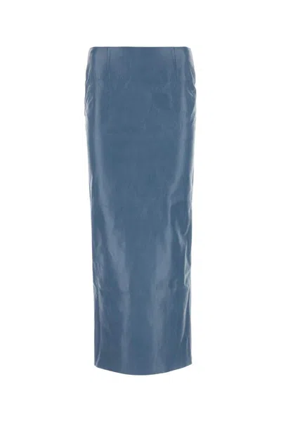 Marni Leather Slit-back Maxi Pencil Skirt In Navy