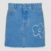 Marni Floral Embroidered Denim Skirt In Blue