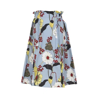 Marni Sky Blue Floral Printed Skirt