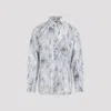 Marni Patterned Shirt With Collar And Pocket In Sky Blue